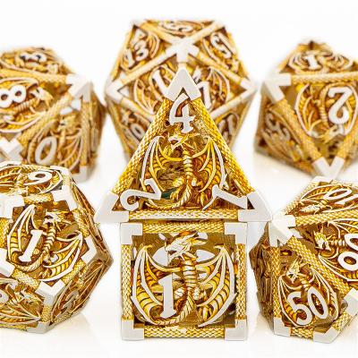 China Solid dnd die cut wholesale hollow metal dragon dies set for d&d MTG RPG with Easy-rolling D20 polyhedral dies for sale