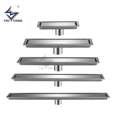 China Modern Long Style Hotel Shower Room Bathroom Stainless Steel Hidden Floor Drain for sale