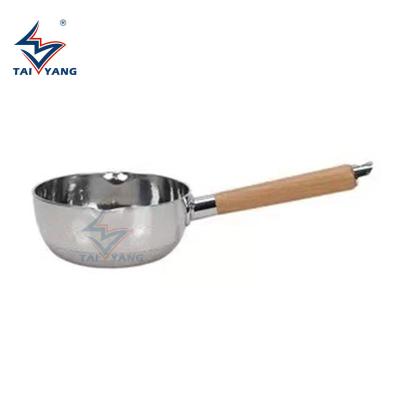 China Kitchen Sustainable Tools Sauce Pan Thicker Non Stick Cooking Aluminum Milk Pot With Wooden Handle for sale