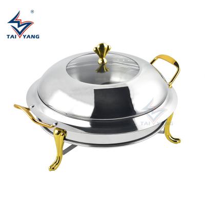 China Shake Round Hot Food Container Serving Heater Chafing Dish 28CM for sale