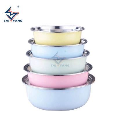 China Colorful Multifunctional Cheap Kitchen Tableware Salad Vegetable Stainless Steel Soup Bowl Basin Viable for sale