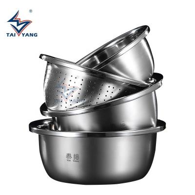 China Large Capacity Stainless Steel Mixing Bowl Sustainable Stainless Steel Mixing Basin And Salad Basin for sale