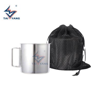 China Sustainable 4 Piece Set Travel Stainless Steel Outdoor Camping Portable Coffee Mug for sale