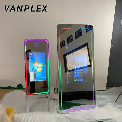 China Tempered Glass + Strong Metal Mirror Photo Booth 4k Magic Photo Booth With Printing Silver Diamond Mirror Picture Booth Mirror Shell for sale