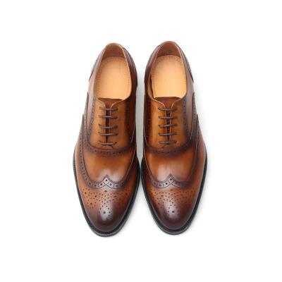 China Factory Supply Men's Handmade Formal Genuine Cowhide Business Printed Oxford Leather Shoes for sale