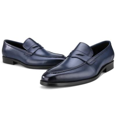 China New Fashion Desgin Fashion Casual Slip On Blue Black Genuine Leather Loafers Anti-odor Loafers Shoes Loafers For Men for sale