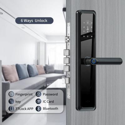 China Guangdong Hyh Hotel Fingerprint Code Anti-peep Rfid Digital Ttlock Smart Keyless Entry Handle Security System Electronic Door Lock for sale