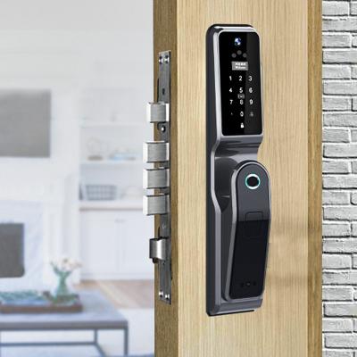 China High Quality TUYA WIFI Biometric ID Security Anti-peep Keyless Face 3D Face Keyless Digital Fingerprint Lock For Aluminum Door for sale