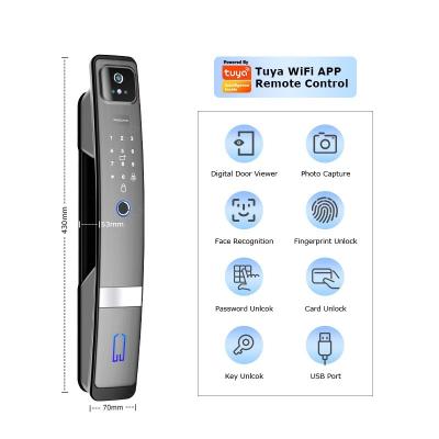 China High quality fingerprint tuya keyless anti-peep code Anti-peep mobile smart card IC card camera app face recognition code mobile smart door lock for sale