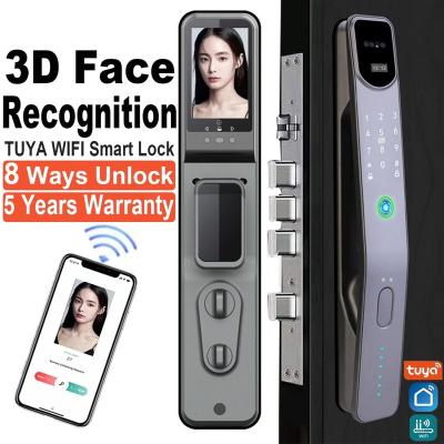 China Anti-peep Code Key Entry Fingerprint Face Open Digital Camera Face ID 3d Face Recognition TUYA Mobile App Smart Lock Door for sale