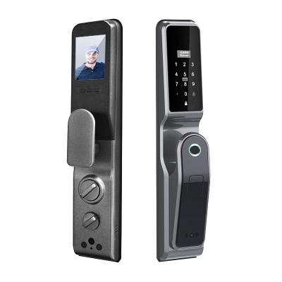 China Tuya 3D Face Camera Monitor Biometric Fingerprint Electronic Key Password Smart Card Anti-peep Code Open Door Smart Door Lock for sale