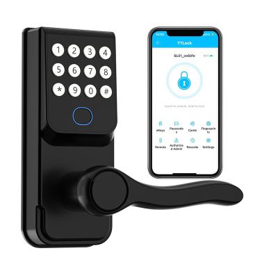 China Tuya Digital App Card Alluminum Alloy Host Factory Price Push Pull Code Fingerprint TTT Electronic Home Smart Door Lock for sale