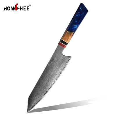 China Sustainable Custom Handmade Kitchen Cooking Knives 8 Inch Japanese G10 Resin Wood Vg10 Damascus Chef Kiritsuke Knife With Steel Handle for sale