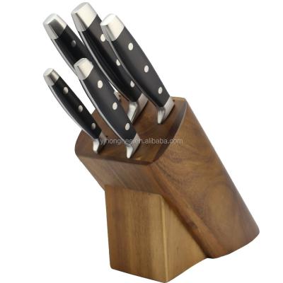 China Viable Swiss Line 5pcss Stainless Steel Kitchen Knife Set With Block Sets For Chef for sale