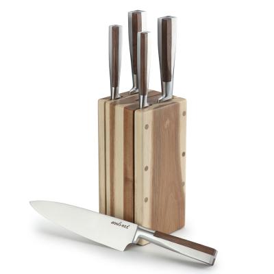 China Sustainable Stainless Steel Walnut Wood Handle High Carbon Kitchen Knife Set for sale