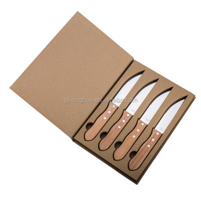 China 4 Pieces Stainless Steel Wooden Handle Kitchen Steak Knife Set Sustainable for sale