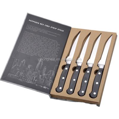 China 4 Pieces Durable Steak Knife Knives Kitchen Stainless Steel Set With Gift Box for sale