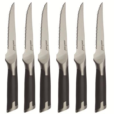 China 5 Inch Kitchen Disposable Serrated Steak Knives With ABS Stainless Steel Handle for sale