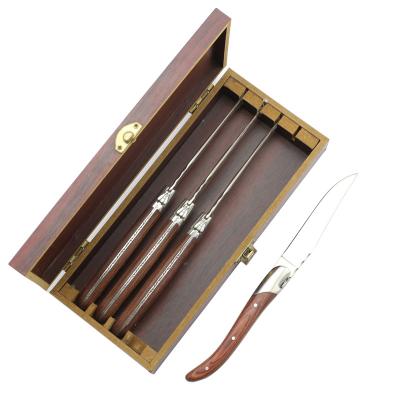 China 4 Inch Bee Wood Pakka Wood Handle Stainless Steel Laguiole Steak Knives Gift Box 4 Pieces for sale