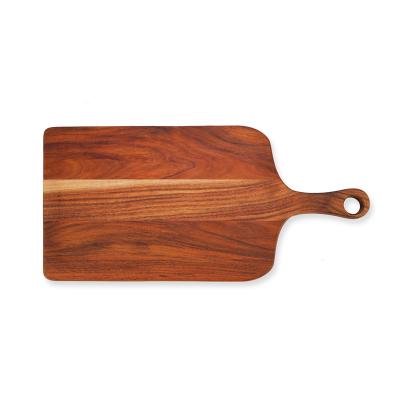 China Fruit Viable Wood Chopping Board Pallet Cutting Board Bamboo Acacia Bread Cutting Plate With Handle Hanging Hole for sale