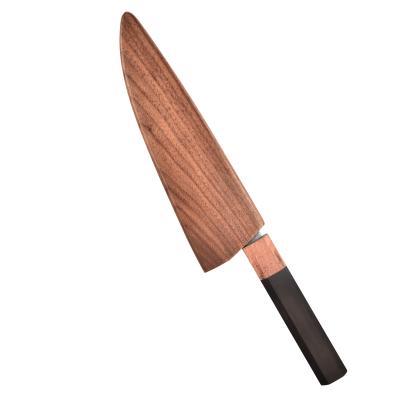 China Viable Walnut Knife Edge Blade Guard Knife Protector Wood Sheath With Magnet Knife Cover for sale