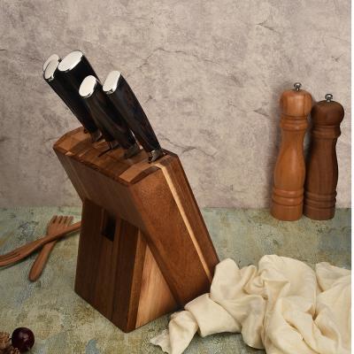 China Viable Wholesale Acacia Kitchen Knife Holder Solid Wood Universal Knife Block for sale