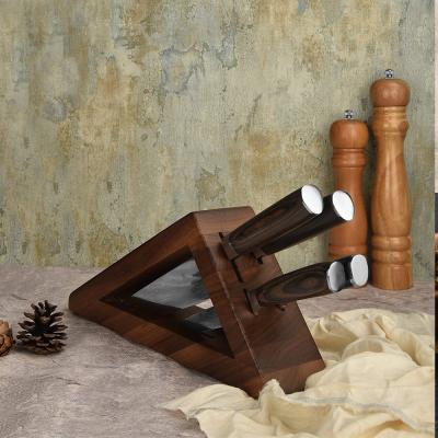 China Viable Hot Selling Wooden Kitchen Accessories Serving Walnut Knife Block Slot Holder Knife Block for sale