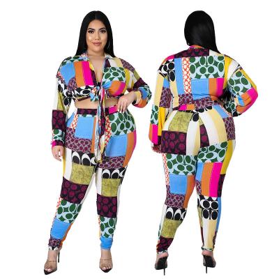 China Breathable Irregular Printing Tight Fitting Bandage Ladies Fashion Casual Suit for sale