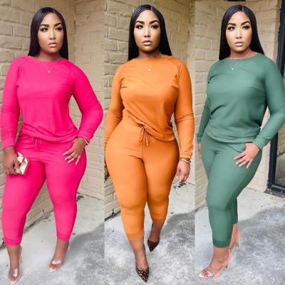 China QUICK DRY Casual Shirt Solid Color O Dip Neck Thickened High Stretch Knit Women Sets for sale