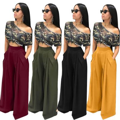 China Breathable Personality Flare Pants Casual Women Bottoms Knitted Wide Leg Woman's Pants for sale