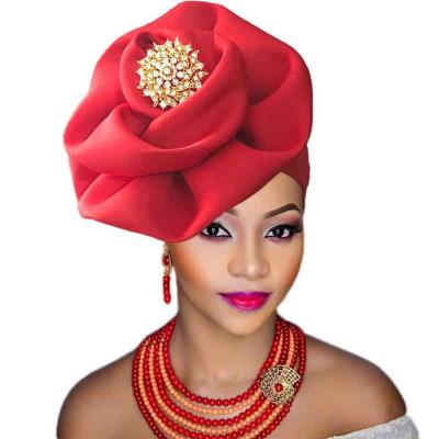 China African Headwrap Gele Auto Aso Bei Headtie African Turban Hat Aso oke gele 2021 Auto Fashion Ready To Wear Headtie Hat for sale