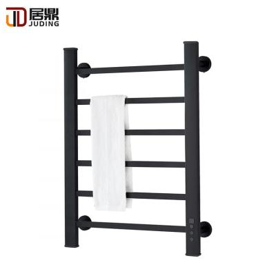 China Fashion High Quality Bathroom Matt Black Intelligent Constant Temperature Electric Heated Towel Rack for sale