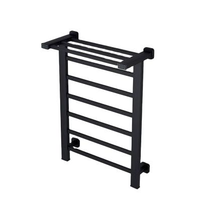 China Fashion Matt Black Bathroom Accessories Aluminum Towel Dryer Rack Wall Mounted Electric Heated Towel Rack for sale