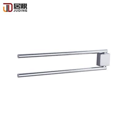 China Contemporary Style Bathroom Chrome SUS304 Wall Mount Two Arms Durable Zinc Alloy Movable Towel Rack for sale