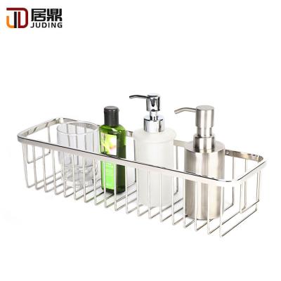 China Durable Sus304 Wholesale Brushed Metal Square Wire Storage Basket For Bathroom for sale