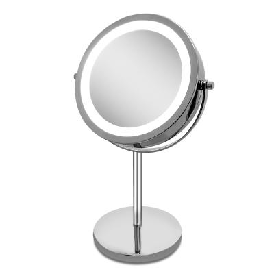 China Customized Magnifying Bathroom Magnifying Desktop Makeup Cosmetic Mirror Led Light Vanity Mirror for sale