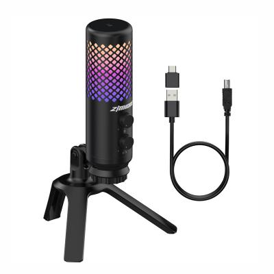 China 2022 Desktop New OEM Streaming Condenser Mic Stand USB RGB Professional Gaming Microphone Podcast For Laptop PC PS4 PS5 for sale