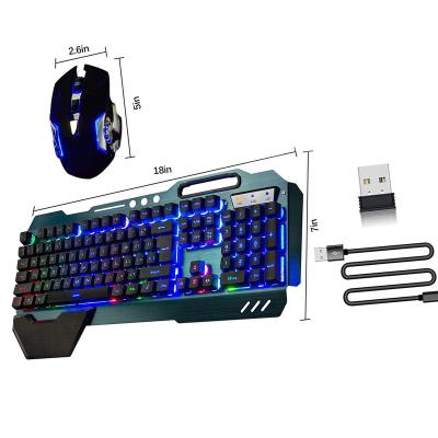 China Wireless RGB Metal Illuminated Keyboard and Mouse Set Mechanical RGB Combos for Computer Gamer for sale