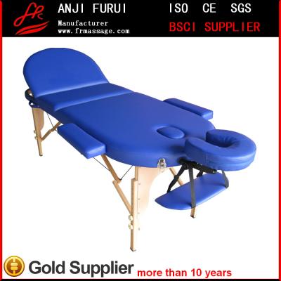 China Latest Model 3 Oval German Section Beech Massage Table Wooden Portable Massage Table for sale