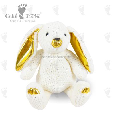 China Azo Free Wholesale OEM ODM New Design Embroidery Stuffed Soft Cute Toys Bunny Toy White Knitted Rabbit Baby Sleeping Animal for sale