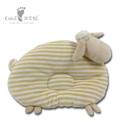 China Custom Cute Animal Head Shaped Massage Stripe Sheep Cushion Baby Pillow Stuffed Infant 100% Cotton Sheep Head Shape Pillow for sale