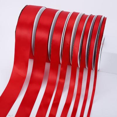 China Wholesale Custom 3mm-100mm Red High Tenacity Polyester PANO Double Sided Satin Ribbon for sale