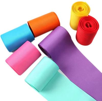 China High Tenacity Custom 196 Solid Colors 3 Inch Polyester Material And Double Face Style 75mm Grosgrain Ribbon Roll for sale