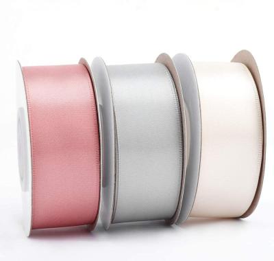 China Polyester 1inch 25mm solid color double face silk satin ribbon custom fabric wholesale viable spool for sale