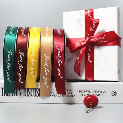 China New design diy luster china polyester fabric custom logo printing satin silk ribbon with logo for gift for sale