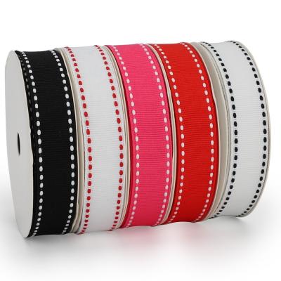 China PANO Sustainable Polyester Colorful Custom Saddle Stitch Grosgrain Ribbon For Box Gift Wrapping Decoration for sale