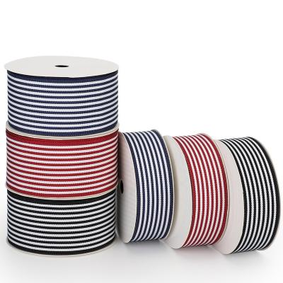 China High Tenacity PANO Polyester Blend 10mm 25mm Polyester Blend Wholesale Custom Multi Color Woven Grosgrain Hot Selling Striped Ribbon For Garment for sale