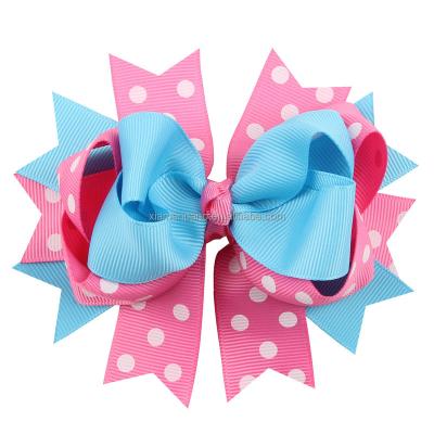 China Viable Dot Grosgrain Ribbon Layered Hair Bow Babies Hair Accessories Hair Clips Jojo sawa polka boutique for sale