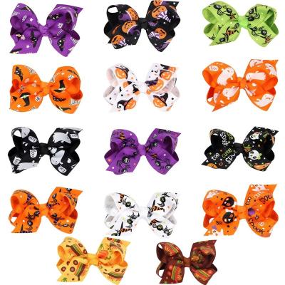 China Fashion 3 Inch Baby Clip Halloween Hair Bows For Girl Kids Hair Accessories for sale