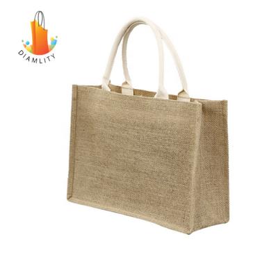 China Handled Customize Promotional Reusable Eco Friendly Burlap Sack Shopping Packaging for sale